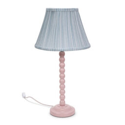 Valuelights Bobbles Rose Pink Bobbin Table Lamp With Blue Pleated Shade - Led Bulb Included - thumbnail 1