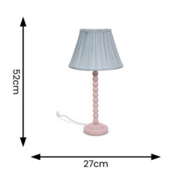 Valuelights Bobbles Rose Pink Bobbin Table Lamp With Blue Pleated Shade - Led Bulb Included - thumbnail 6