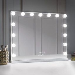 Hollywood Vanity Make Up Mirror With Lights 15 Led Standing Mirror Wall 58X46Cm
