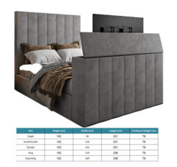 Vogue Upholstered Soft Velvet Line  Grey Tv Bespoke Bed Frame - thumbnail 6