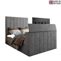Vogue Upholstered Soft Velvet Line  Grey Tv Bespoke Bed Frame - thumbnail 5