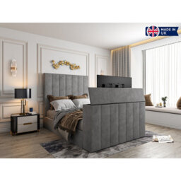 Vogue Upholstered Soft Velvet Line  Grey Tv Bespoke Bed Frame - thumbnail 7