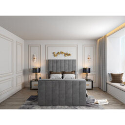 Vogue Upholstered Soft Velvet Line  Grey Tv Bespoke Bed Frame - thumbnail 2