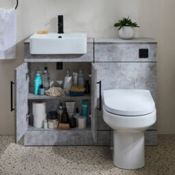 Homestylestore 1050mm Concrete Grey Bathroom Combination Vanity Toilet Wc Unit With Black T Bar Handle - thumbnail 1