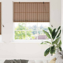Berkfield Window Blind With Curtains Manual Brown 150 X 220 Cm Bamboo