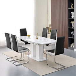 Furniture in Fashion Genisimo Small Gloss Extending Dining Table 6 Symphony Black Chairs - thumbnail 1