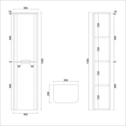 Royal Bathrooms Venice 1400 X 350mm Gloss White 2-Door Groove Handle Wall Hung Tall Boy Bathroom Cabinet Storage Cupboard Unit - thumbnail 4