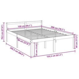 Vidaxl Senior Bed Without Mattress White 150X200Cm King Size - thumbnail 3