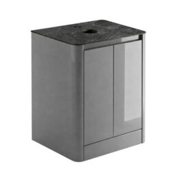 Plum&clay Mayfair Gloss Light Grey Freestanding Bathroom Vanity Unit With Black Slate Countertop (W)650mm (H)745mm - thumbnail 2