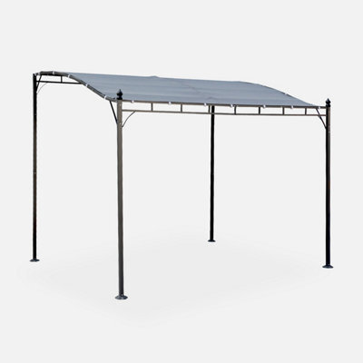Sweeek - 3X2.5M Wall-Mounted Pergola Brestum Grey 298X249X248 Cm - image 1