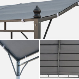 Sweeek - 3X2.5M Wall-Mounted Pergola Brestum Grey 298X249X248 Cm - thumbnail 3