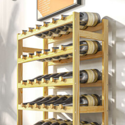 Homcom Free Standing Wooden Wine Rack 42 Bottles Holders, Natural - thumbnail 7