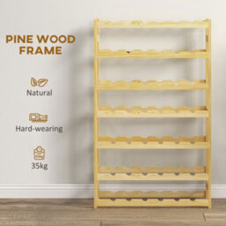 Homcom Free Standing Wooden Wine Rack 42 Bottles Holders, Natural - thumbnail 5