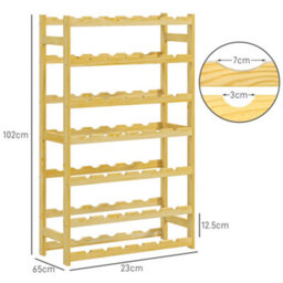 Homcom Free Standing Wooden Wine Rack 42 Bottles Holders, Natural - thumbnail 3