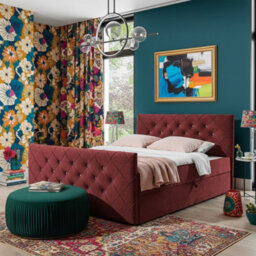 Malaga M 140X200 Upholstered Bed With Topper Mdf Laminated Board Frame Hr Foam Bonnell Springs Wooden Slatted Base Brown - thumbnail 2