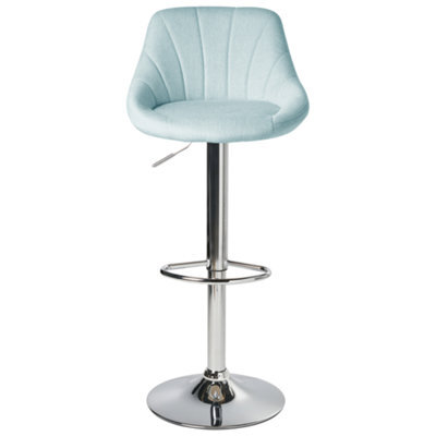 Wyld and Coco Light Blue Fabric Bar Stool Set Of 2 With Silver Iron Feet, Adjustable 360 Swivel, 83-107 Cm Height. - image 1