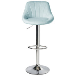Wyld and Coco Light Blue Fabric Bar Stool Set Of 2 With Silver Iron Feet, Adjustable 360 Swivel, 83-107 Cm Height. - thumbnail 1