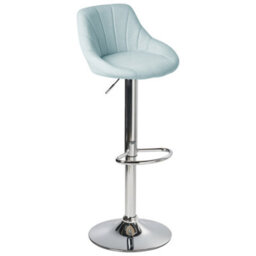 Wyld and Coco Light Blue Fabric Bar Stool Set Of 2 With Silver Iron Feet, Adjustable 360 Swivel, 83-107 Cm Height. - thumbnail 4