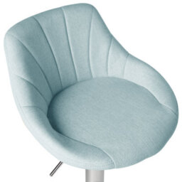 Wyld and Coco Light Blue Fabric Bar Stool Set Of 2 With Silver Iron Feet, Adjustable 360 Swivel, 83-107 Cm Height. - thumbnail 7