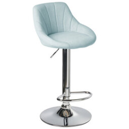 Wyld and Coco Light Blue Fabric Bar Stool Set Of 2 With Silver Iron Feet, Adjustable 360 Swivel, 83-107 Cm Height. - thumbnail 5