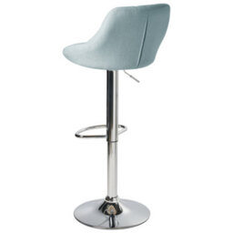 Wyld and Coco Light Blue Fabric Bar Stool Set Of 2 With Silver Iron Feet, Adjustable 360 Swivel, 83-107 Cm Height. - thumbnail 6