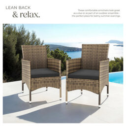 Tectake Garden Chair Nantes Set Of 2 - Weather & Uv-Resistant, 2 Sets Of Cushion Covers - Nature/dark Grey - 2 - thumbnail 7