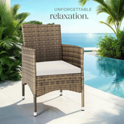 Tectake Garden Chair Nantes Set Of 2 - Weather & Uv-Resistant, 2 Sets Of Cushion Covers - Nature/dark Grey - 2 - thumbnail 9