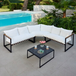 Home Detail Marbella Black Garden Corner Set With Ivory Cushions - thumbnail 2