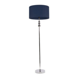 Valuelights Marissa Chrome Stacked Ball Floor Lamp With Navy Blue Drum Shade - thumbnail 2