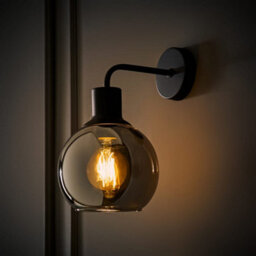 Valuelights Bellamy Matte Black Smoked Glass Wall Light - thumbnail 2