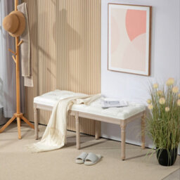 Homcom End Of Bed Bench, Upholstered Bedroom Bench, 117Cm, Cream White