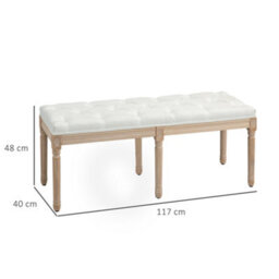 Homcom End Of Bed Bench, Upholstered Bedroom Bench, 117Cm, Cream White - thumbnail 3