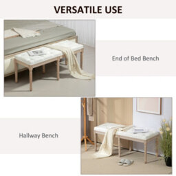 Homcom End Of Bed Bench, Upholstered Bedroom Bench, 117Cm, Cream White - thumbnail 6