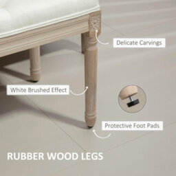 Homcom End Of Bed Bench, Upholstered Bedroom Bench, 117Cm, Cream White - thumbnail 5