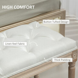 Homcom End Of Bed Bench, Upholstered Bedroom Bench, 117Cm, Cream White - thumbnail 4