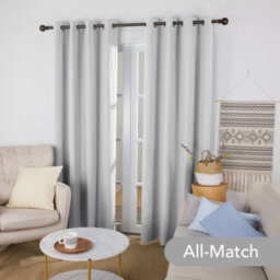 Deconovo Linen Look Full Blackout Curtains Eyelet Thermal Insulated With Coating Back Layer 46X90 Inch Light Grey 1 Pair - thumbnail 3