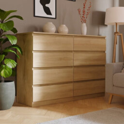 Malwa M8 Contemporary Sonoma Chest Of 8 Drawers Stylish Handleless Storage Cabinet - thumbnail 1