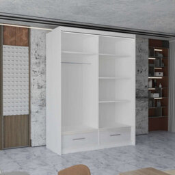 M N Furniture Ltd Wardrobe With Led Light Modern 2 Or 3 Sliding Doors-Mirrored Bedroom Cabinet With Drawers (White,150Cm) - thumbnail 3