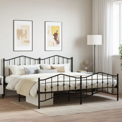 Berkfield Metal Bed Frame Without Mattress With Footboard Black 193X203Cm - image 1