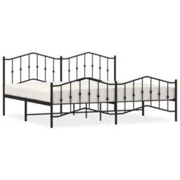 Berkfield Metal Bed Frame Without Mattress With Footboard Black 193X203Cm - thumbnail 2
