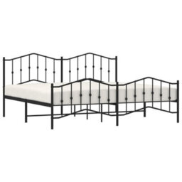 Berkfield Metal Bed Frame Without Mattress With Footboard Black 193X203Cm - thumbnail 3