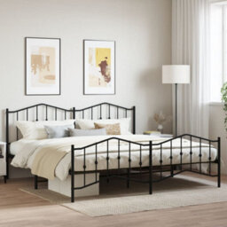 Berkfield Metal Bed Frame Without Mattress With Footboard Black 193X203Cm - thumbnail 1