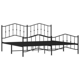 Berkfield Metal Bed Frame Without Mattress With Footboard Black 193X203Cm - thumbnail 4