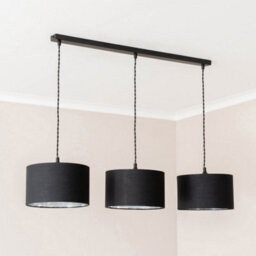 Valuelights Reni Black & Chrome Drum Shade 3 Drop Bar Black Diner Ceiling Pendant Light - thumbnail 5