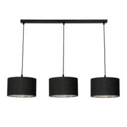 Valuelights Reni Black & Chrome Drum Shade 3 Drop Bar Black Diner Ceiling Pendant Light - thumbnail 2