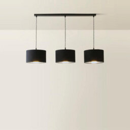Valuelights Reni Black & Chrome Drum Shade 3 Drop Bar Black Diner Ceiling Pendant Light - thumbnail 3