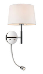 Luminosa Lighting Luminosa Seymour Classic Switched Wall Lamp With Adjustable Reading Light Chrome With Cream Shade