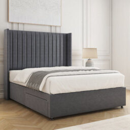 Bsspoke Manhattans Divan Bed Steel Plush Velvet With 54Inch Headboard & Mattress No Drawers In Single Double King 4Ft6 6Ft - thumbnail 2