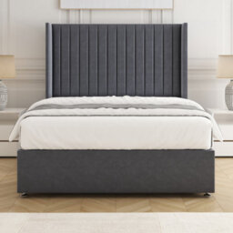 Bsspoke Manhattans Divan Bed Steel Plush Velvet With 54Inch Headboard & Mattress No Drawers In Single Double King 4Ft6 6Ft - thumbnail 1