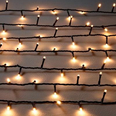 500 Warm White Led String Lights With Timer Function Green Cable - image 1